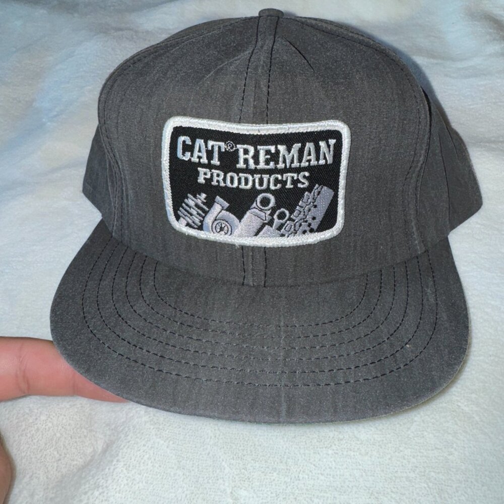 Vintage USA MADE CAT Caterpillar Reman Patch Trucker Hat Snapback Cap